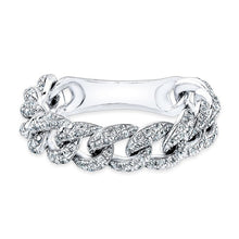 14KT White Gold Diamond Thin Chain Link Ring