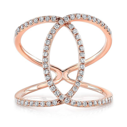 14KT Rose Gold Diamond Cigar Band Ring