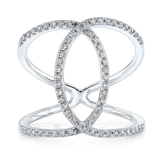 14KT White Gold Diamond Cigar Band Ring