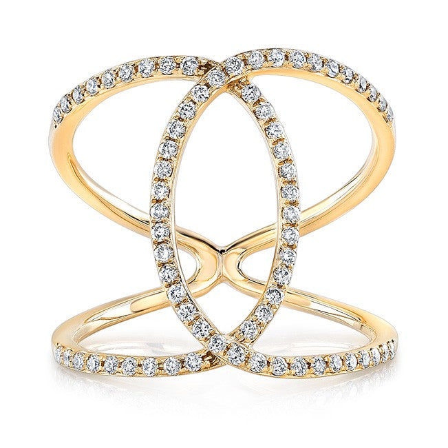 14KT Yellow Gold Diamond Cigar Band Ring