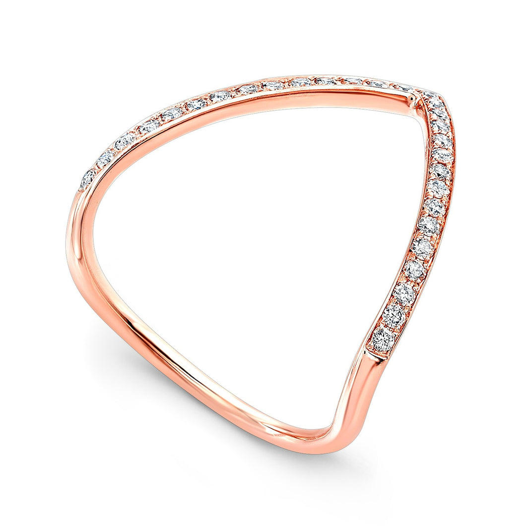 14KT Rose Gold Diamond V Ring
