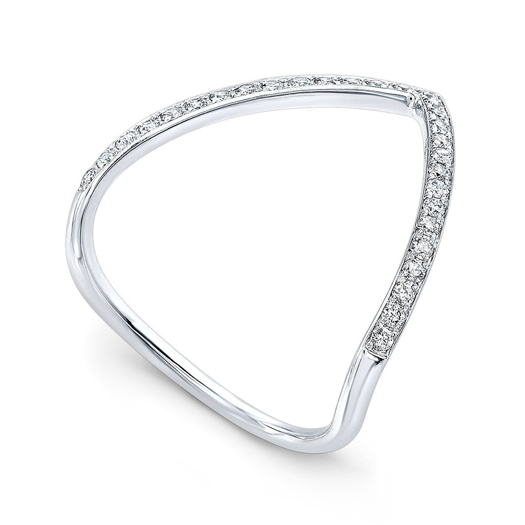 14KT White Gold Diamond V Ring