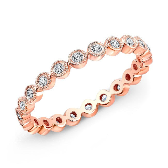14KT Rose Gold Bezel Set Diamond Ring