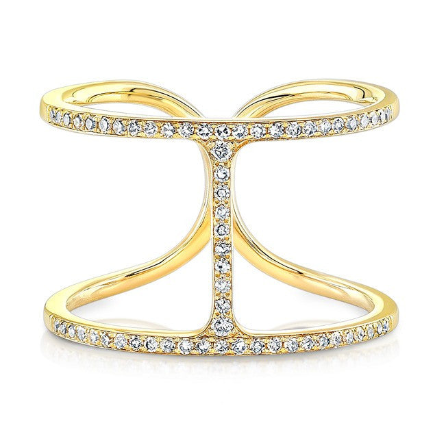 14KT Yellow Gold Diamond H Ring