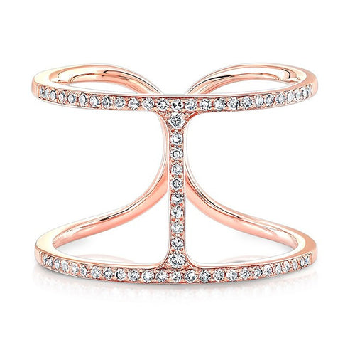 14KT Rose Gold Diamond H Ring