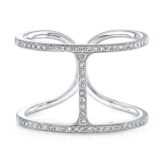 14KT White Gold Diamond H Ring