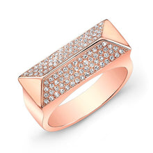 14KT Rose Gold Diamond Pyramid Bar Ring