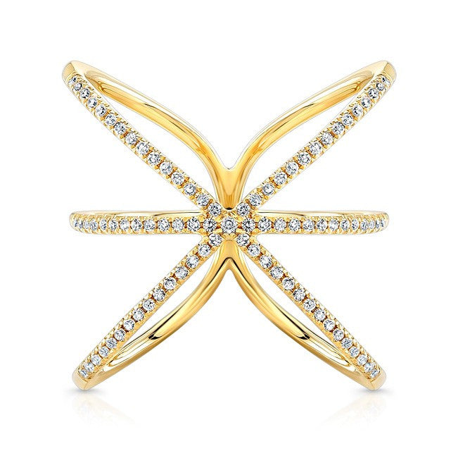 14KT Yellow Gold Diamond Starburst Ring