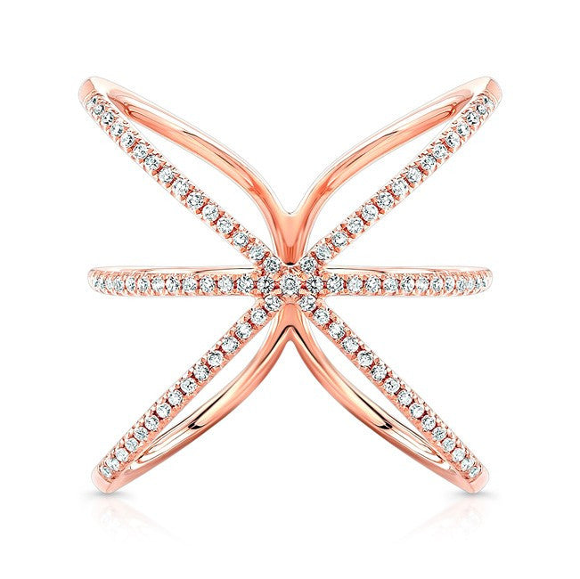 14KT Rose Gold Diamond Starburst Ring