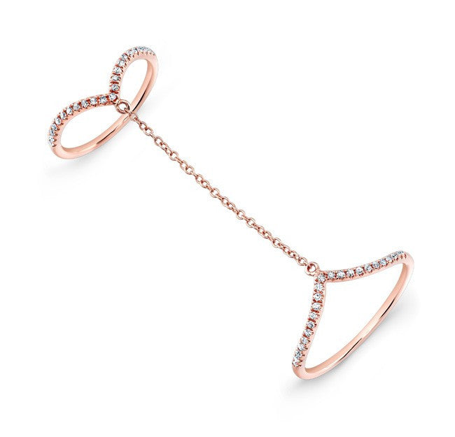 14KT Rose Gold Diamond 50 Shades Chain Ring