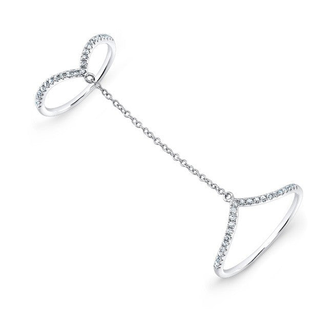 14KT White Gold Diamond 50 Shades Chain Ring