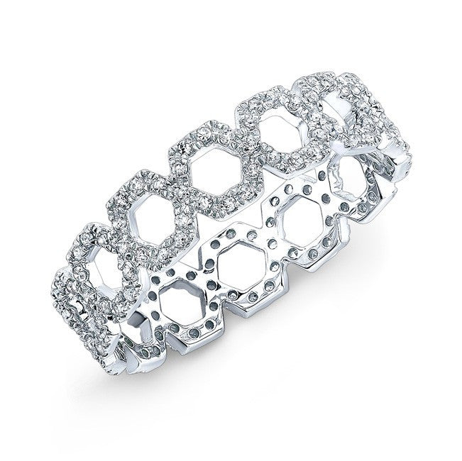 14KT White Gold Diamond Mini Lattice Ring