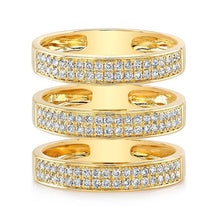 14KT Yellow Gold Diamond Large Triple Bar Ring