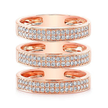14KT Rose Gold Diamond Large Triple Bar Ring