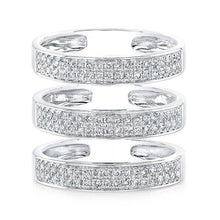 14KT White Gold Diamond Large Triple Bar Ring