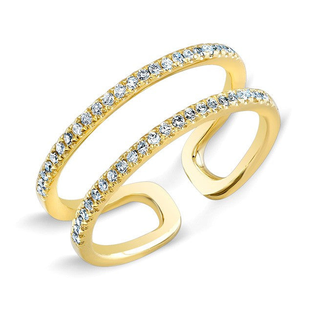 14KT Yellow Gold Diamond Double Bar Ring