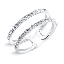 14KT White Gold Diamond Double Bar Ring