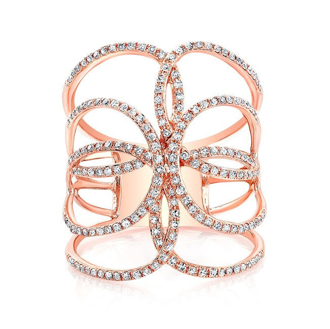 14KT Rose Gold Diamond Butterfly Ring