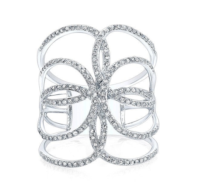 14KT White Gold Diamond Butterfly Ring