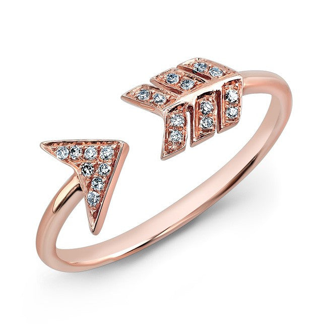 14KT Rose Gold Diamond Arrow Ring