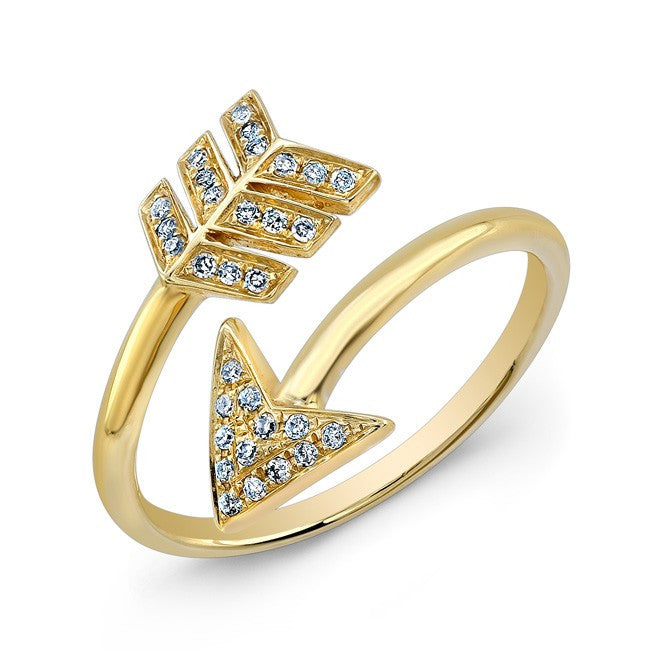 14KT Yellow Gold Diamond Wrap Around Arrow Ring