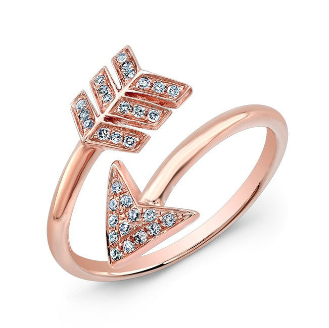 14KT Rose Gold Diamond Wrap Around Arrow Ring