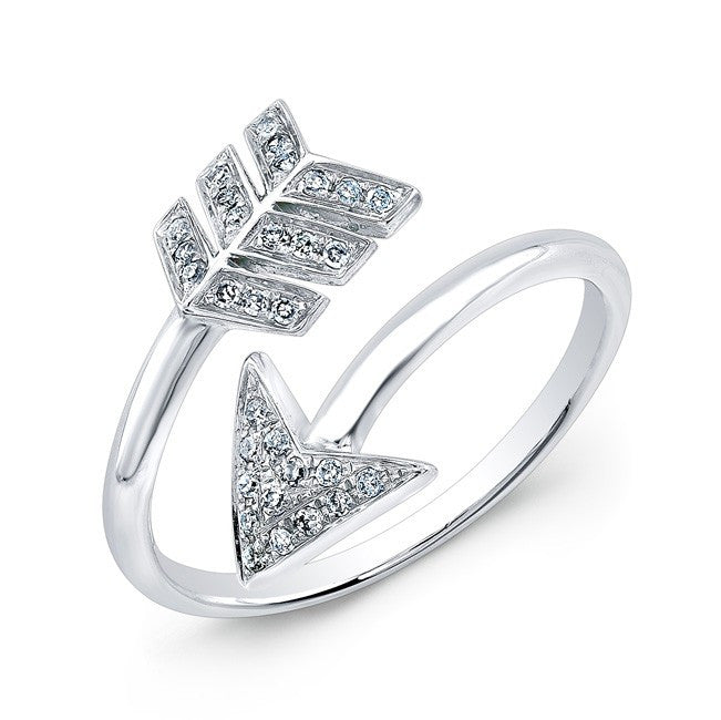 14KT White Gold Diamond Wrap Around Arrow Ring