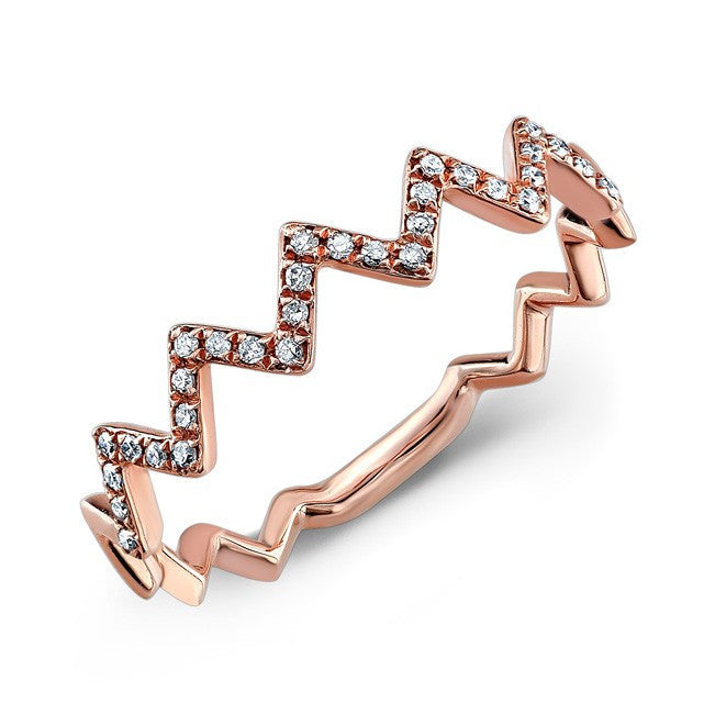 14KT Rose Gold Diamond Zig Zag Stacking Ring