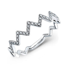14KT White Gold Diamond Zig Zag Stacking Ring