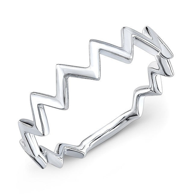 14KT White Gold Zig Zag Stacking Ring