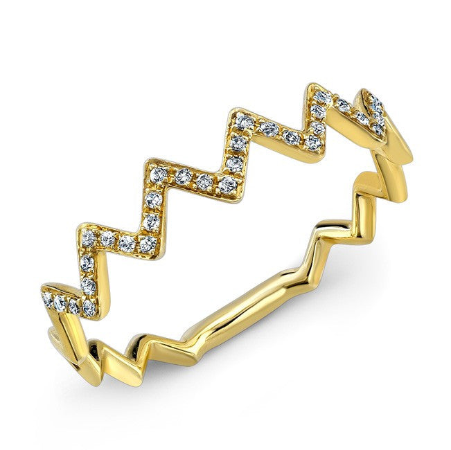 14KT Yellow Gold Diamond Zig Zag Stacking Ring