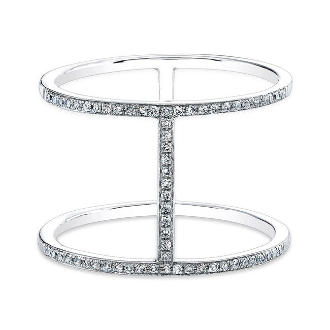 14KT White Gold Diamond H Trois Ring