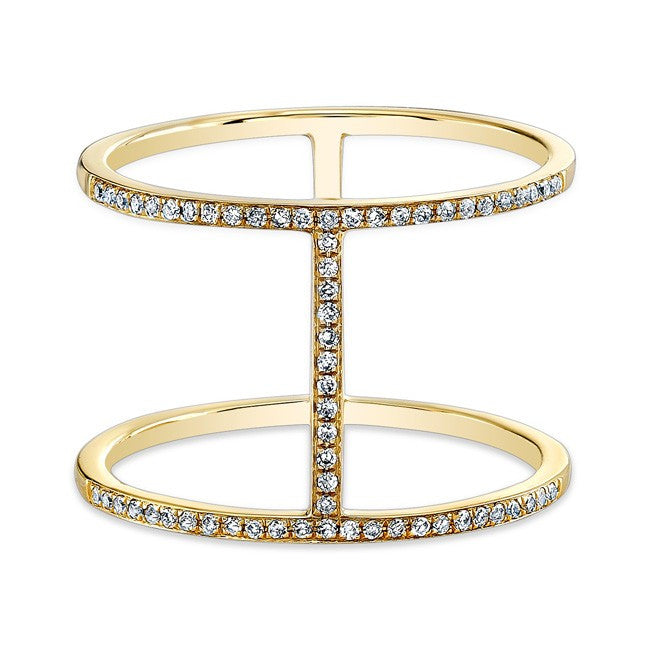 14KT Yellow Gold Diamond H Trois Ring