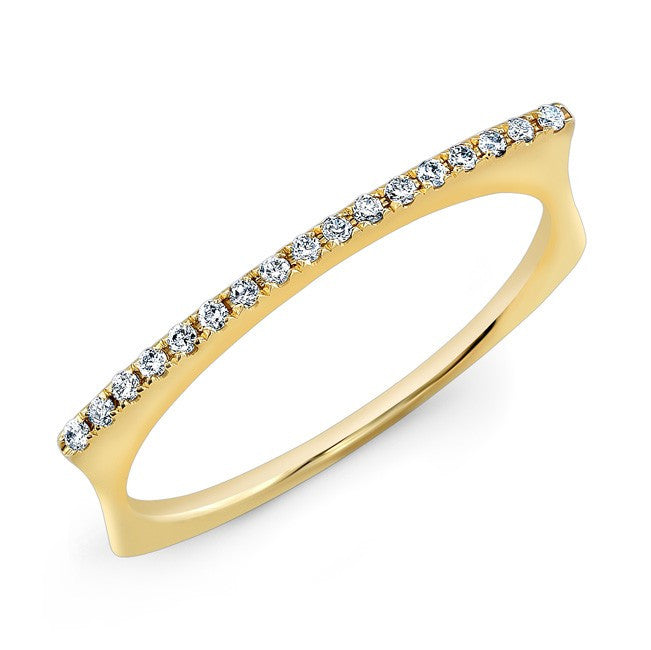 14KT Yellow Gold Diamond Bar Dome Ring