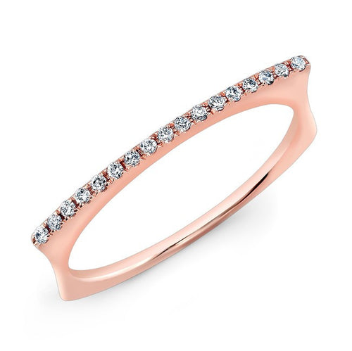 14KT Rose Gold Diamond Bar Dome Ring
