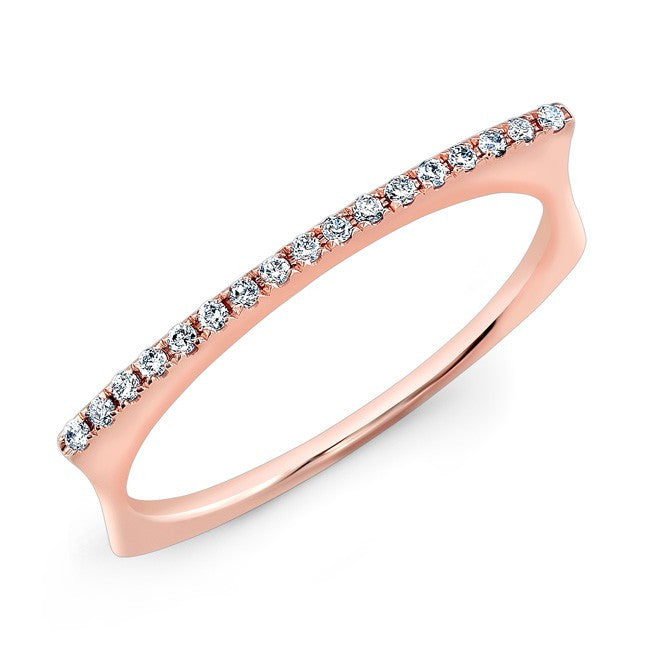 14KT Rose Gold Diamond Bar Dome Ring