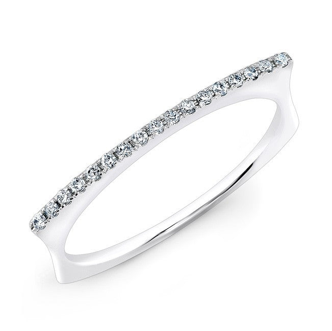14KT White Gold Diamond Bar Dome Ring