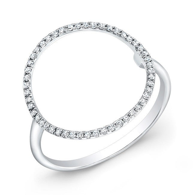14KT White Gold Diamond Open Circle Diamond Ring