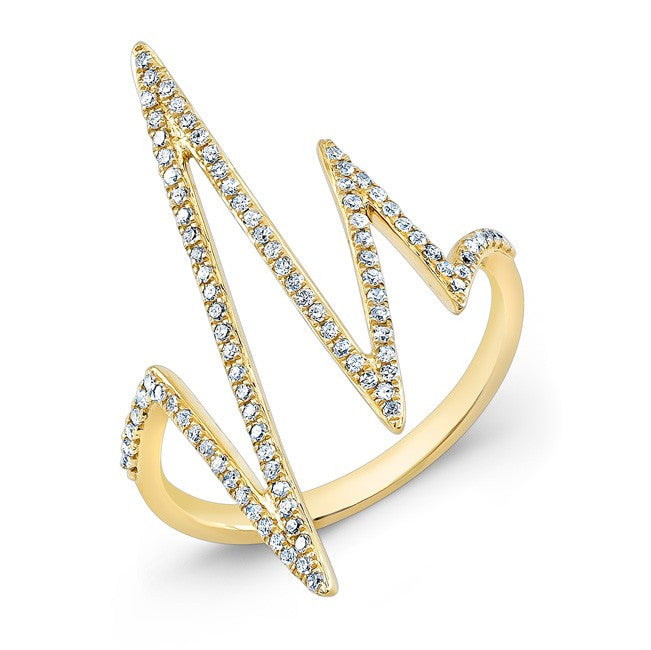 14KT Yellow Gold Diamond Heartbeat Ring