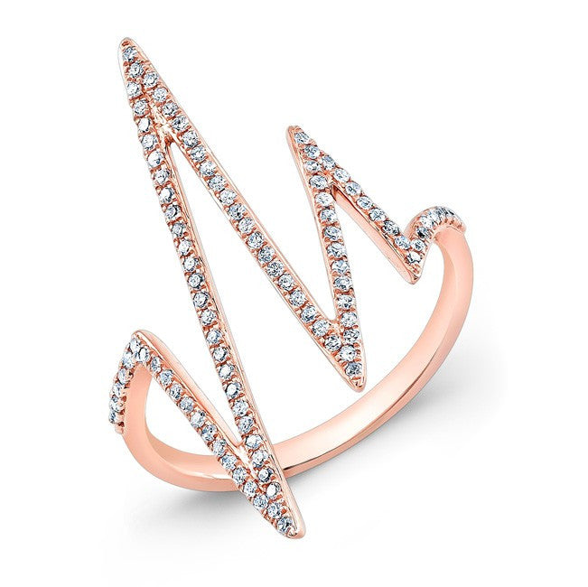 14KT Rose Gold Diamond Heartbeat Ring