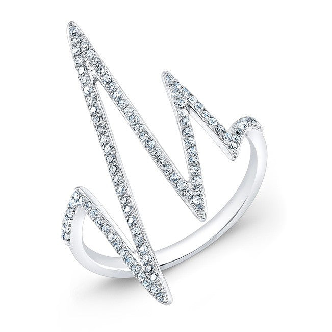 14KT White Gold Diamond Heartbeat Ring
