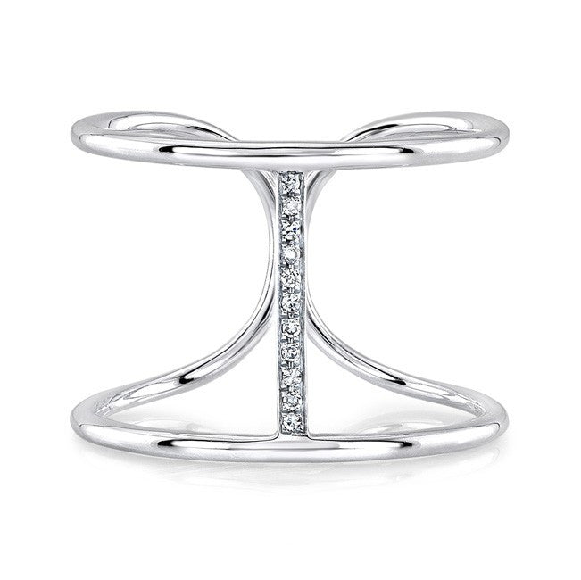 14KT White Gold Diamond Bridge Ring
