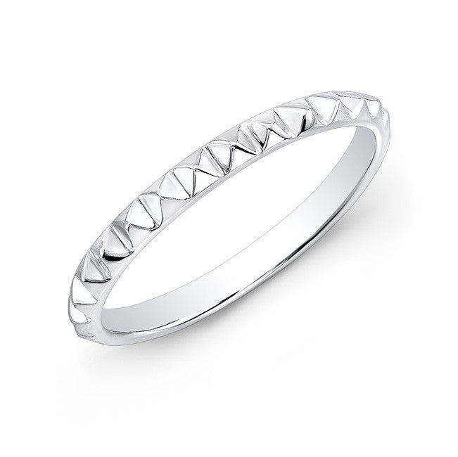 14KT White Gold Pyramid Stacking Ring