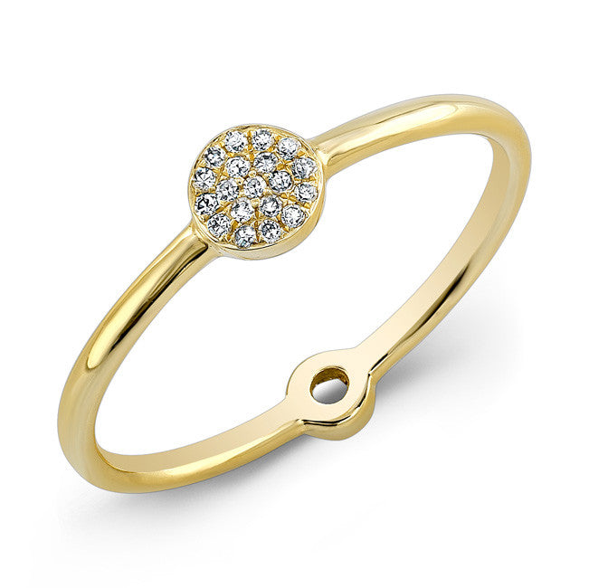 14KT Yellow Gold Diamond Mini Disc Ring