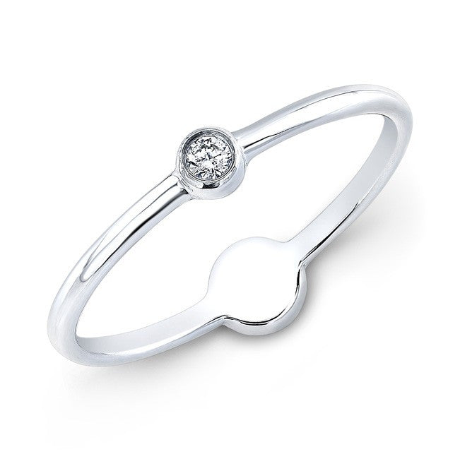 14KT White Gold Diamond Mini Disc Ring