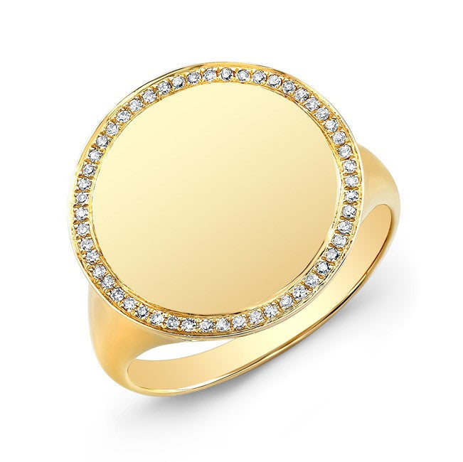 14KT Yellow Gold Diamond Solid Circle Ring