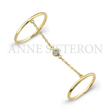 14KT Yellow Gold Solitaire Diamond Chain Ring