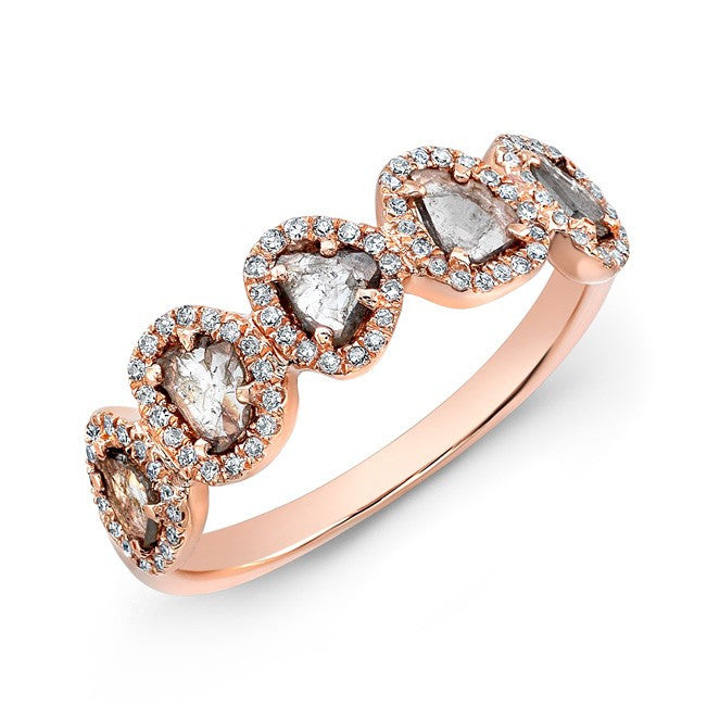 14KT Rose Gold Diamond Slice Princess Ring