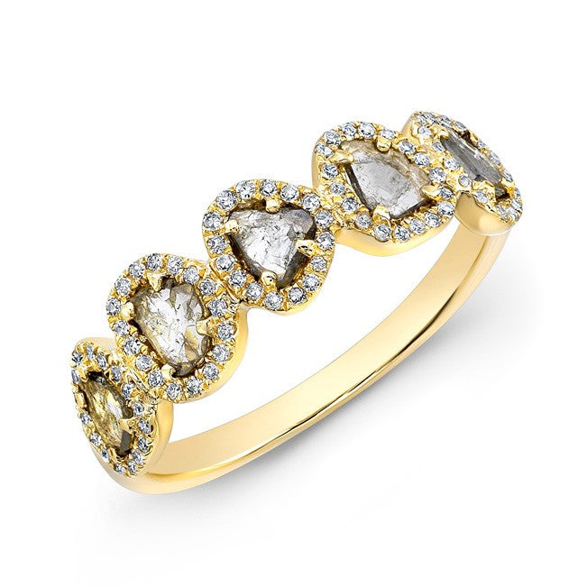 14KT Yellow Gold Diamond Slice Princess Ring