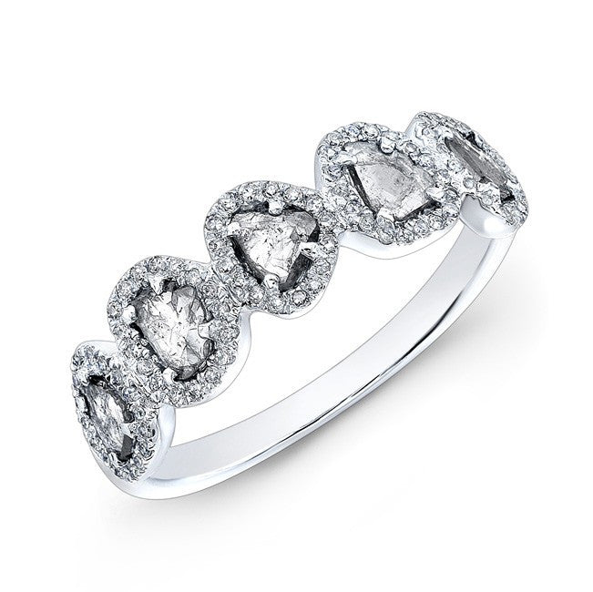 14KT White Gold Diamond Slice Princess Ring